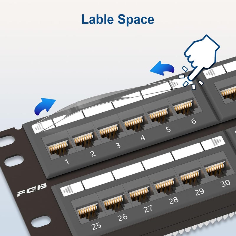 FGBB 48-Port Cat6 Patch Panel, 2U 19" Rackmount or Wall Mount RJ45 Ethernet Patch Panel for Gigabit Networks - Image 2